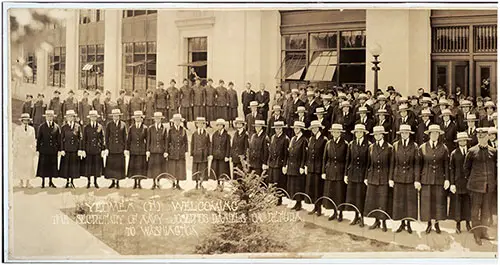 Left Panel of Yeomen (f) Welcoming the Secretary of Navy, Josephus Daniels, on Return to Washington from Overseas, New Navy Building, Washington, D.c., May 19, 1919.