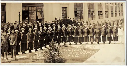 Right Panel of Yeomen (f) Welcoming the Secretary of Navy, Josephus Daniels, on Return to Washington from Overseas, New Navy Building, Washington, DC, 19 May 1919.