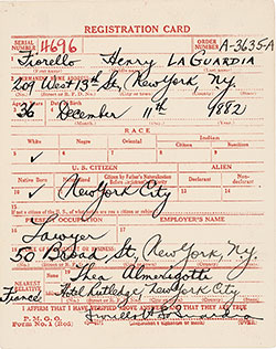 GGA Image ID # 18dc484934 World War I Draft Registration Card for Fiorello Henry La Guardia, 1918.