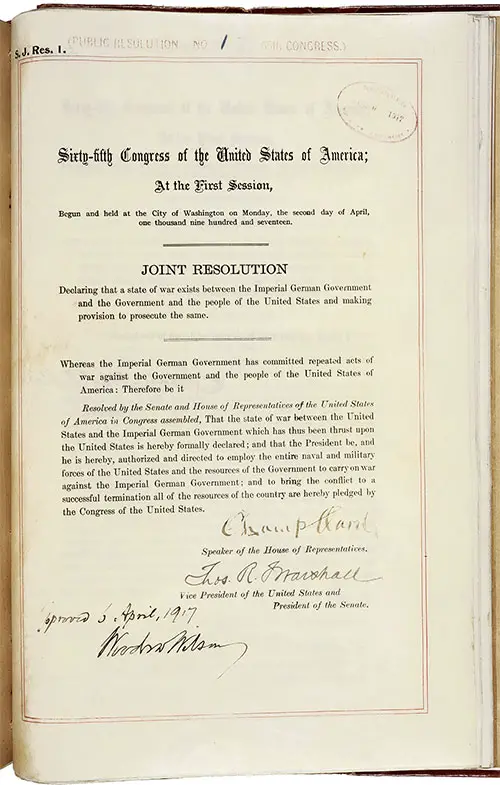 Declaration of War Against Germany.