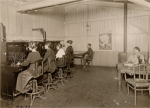 Signal Corps Telephone Exchange at Bassens Docks. Bassens, Gironde, France.