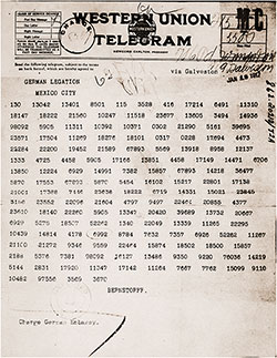 GGA Image ID # 197e23375a German Foreign Minister Arthur Zimmermann Sent This Encoded Message to the President of Mexico on January 16, 1917