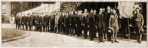 Members of a “Silk Stocking" Division of the Draft Army ( Local Board Division No. 129) Lined up in Front of Their Headquarters at the American Museum of Natural History, Before Their Departure for Yaphank.