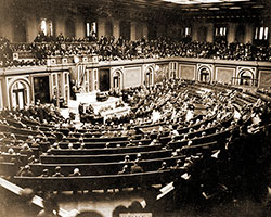 GGA Image ID # 19293ee5f0 United States President Woodrow Wilson Announces the End of World War I and Reads the German Armistice's Terms to Congress in Joint Session and, in Washington, DC, on 11 November 1918.