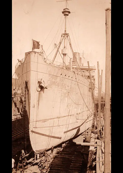 USS Princess Matoika in Dry Dock at Norfolk, Virginia during March 1919.