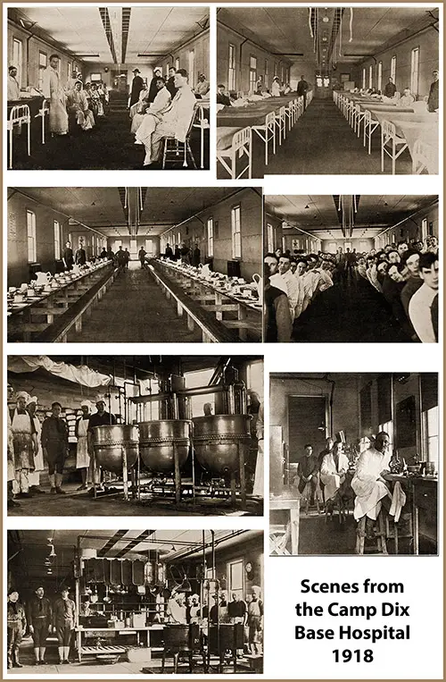 Scenes from the Camp Dix Base Hospital, 1918.