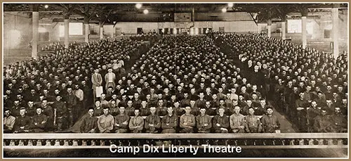 Camp Dix Liberty Theatre Showing Soldiers Seated for the Entertainment Event.