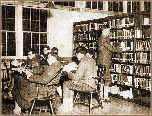 Scene in a Typical Camp Library.