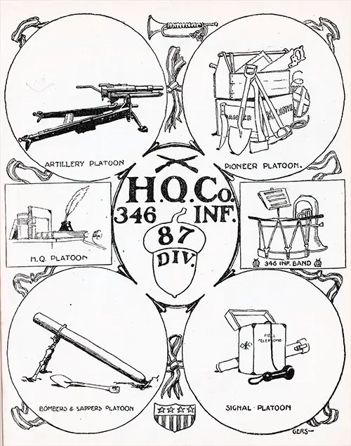 Title Page, Headquarters Company, 346th Infantry, 87th Division, American Expeditionary Force, 1919.