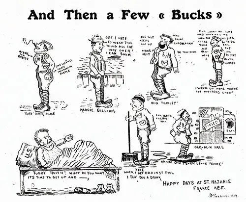 Cartoon About Buck Privates of Company "E" - 346th Infantry.