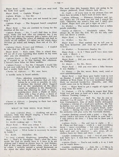 Page 2 of 3. Third Battalion Officer's School - A Screenplay by Lt. H. R. Spangler. GGA Image ID # 